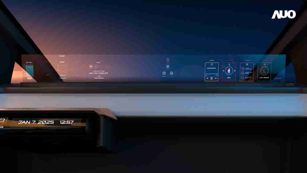 传奇国际无界透明显示接口(Horizon Image Glass)透过车运算方案整合仪表板、、中控台及副驾显示器，，一体式全景呈现，，提供乘用者清晰的前方视野、、、、行车必要信息与娱乐功能